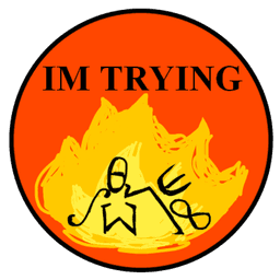 I'm Trying sticker - person in flames